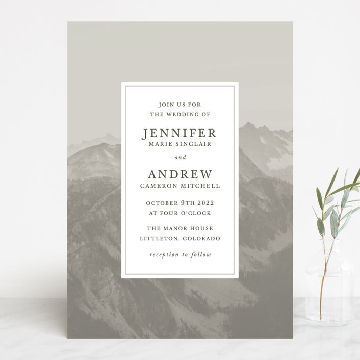 "Modern Mountain" - Wedding Invitations in Fog by Stephanie Biller - Front