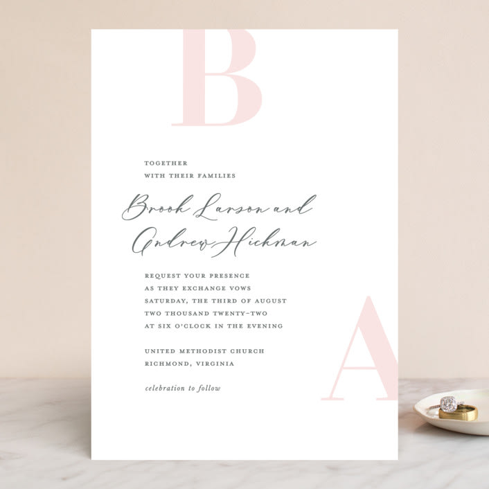 "Lettera" - Wedding Invitations in Blush by Lauren Chism - Front