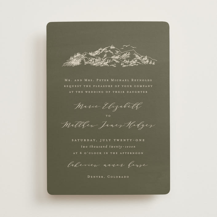 "into the mountains" - Wedding Invitations in Olive by Helen Halik - Front