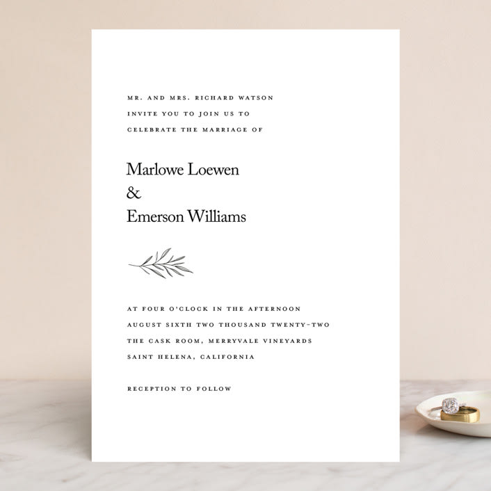"Marlowe" - Wedding Invitations in Classy White by Kelly Schmidt - Front