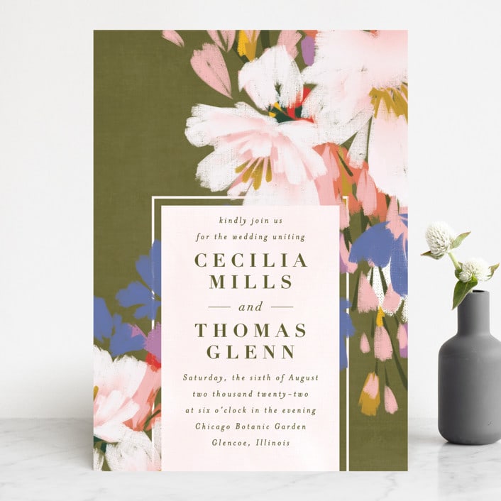 "romance in spring" - Wedding Invitations in Olive by Angela Marzuki - Front