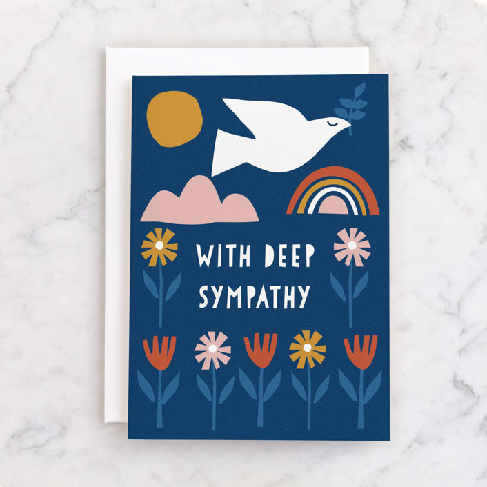 "Scandi Dove" - Single Greeting Cards in Navy by Nam Bourassa - Front