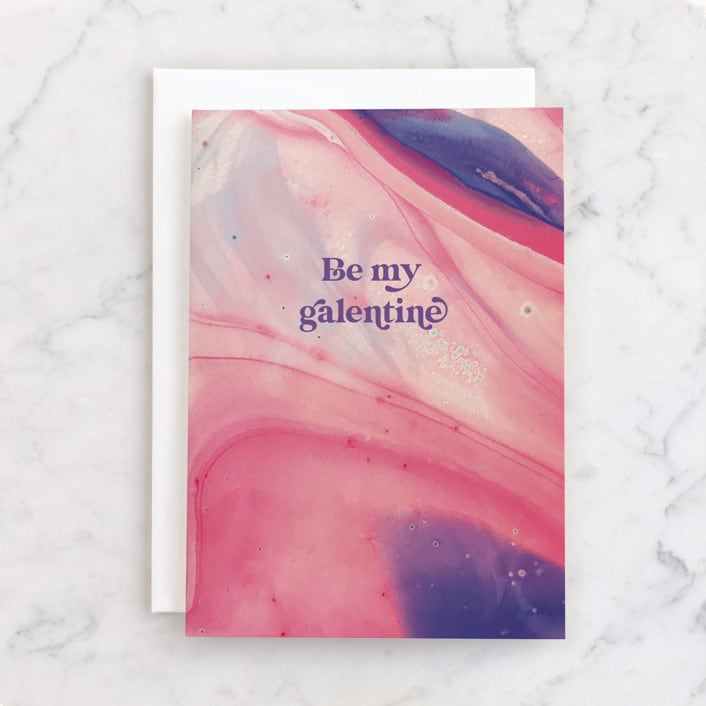 "Be My Galentine" - Single Greeting Cards in Galaxy by Nadia Hassan - Front