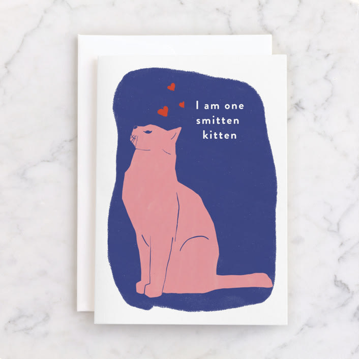 "Smitten for you" - Single Greeting Cards in Sapphire by Inkblot Design - Front