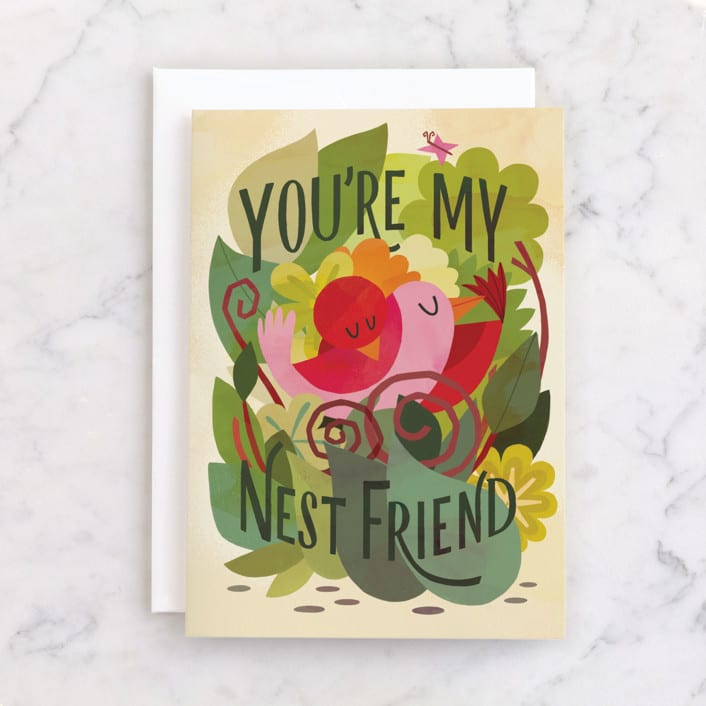 "You're My Nest Friend" - Single Greeting Cards in Leaves by Morgan Ramberg - Front