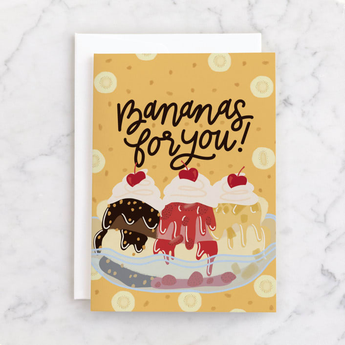 "Let's Never Split" - Single Greeting Cards in Honey by Lauren Jinhee - Front