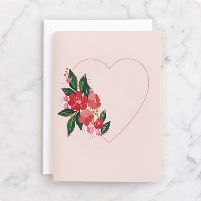 "xo heart" - Single Greeting Cards in Rose by Rebecca Durflinger - Front