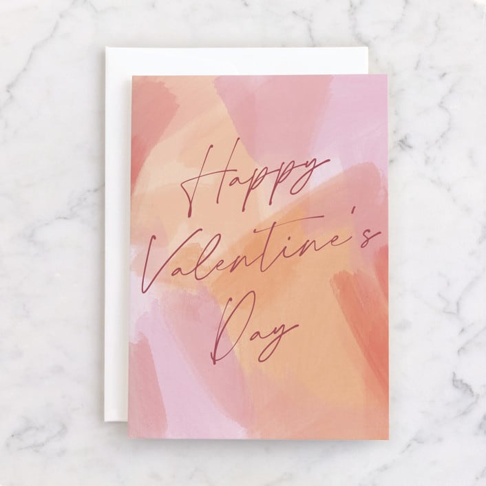 "Valentine's Day script" - Single Greeting Cards in Rose by Rebecca Durflinger - Front