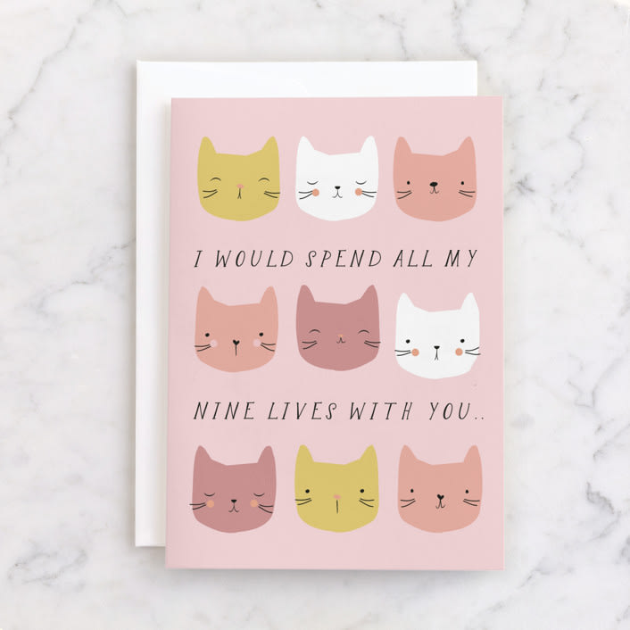 "Nine Lives" - Single Greeting Cards in Crepe by Angela Thompson - Front