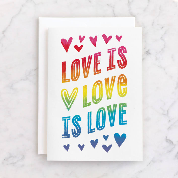 "Love is Love is Love" - Single Greeting Cards in Scarlet by Hooray Creative - Front