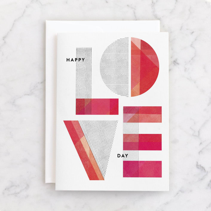 "Geo Love" - Single Greeting Cards in Ruby by Robert and Stella - Front