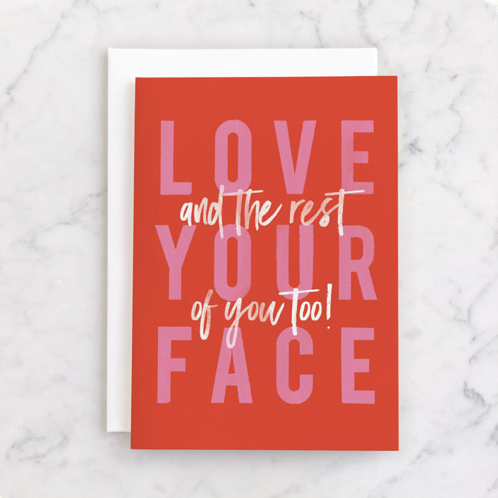 "Love Your Face" - Single Greeting Cards in Poinsettia by Robert and Stella - Front