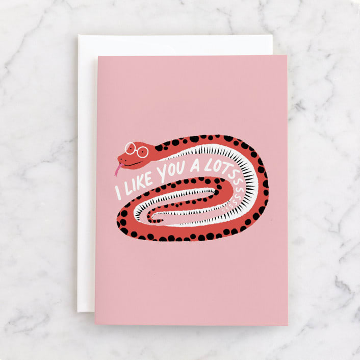 "Like you a lotsss" - Single Greeting Cards in Carnation by Pati Cascino - Front