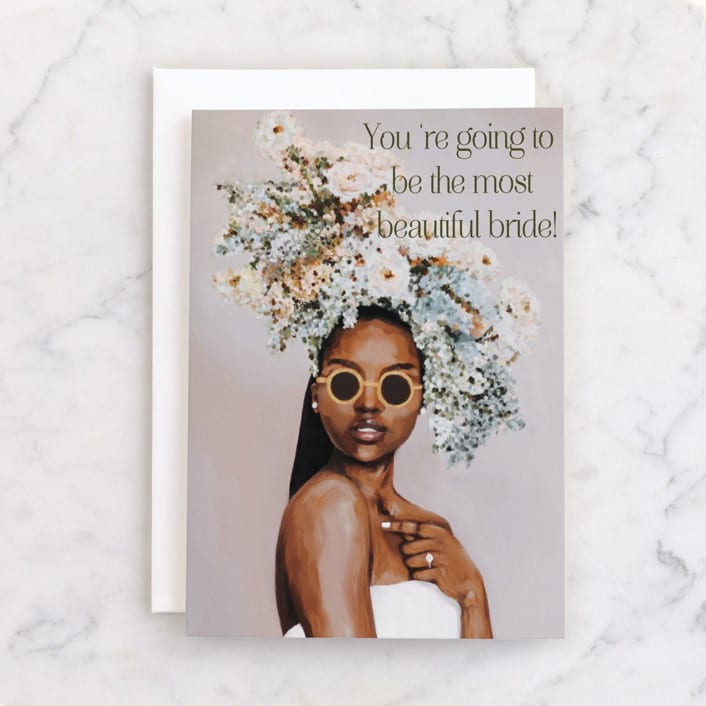 "Festooned Bride" - Single Greeting Cards in Mist by Marabou Design - Front