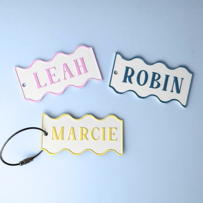 "Personalized Swiggle Keychain" - Key Chain in white by Corduroy Effect