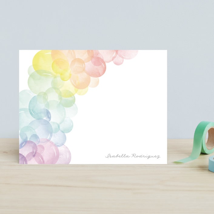 "Balloon Arch" - Children’s Stationery in Rainbow by Robert and Stella - Front