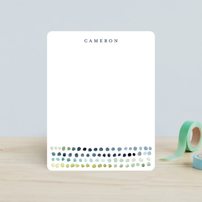 "Watercolor Dots" - Children’s Stationery in Navy by Loren Willis - Front