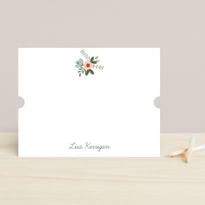 "Pretty Posie" - Children’s Stationery in Pink Candy by That Girl Press - Front