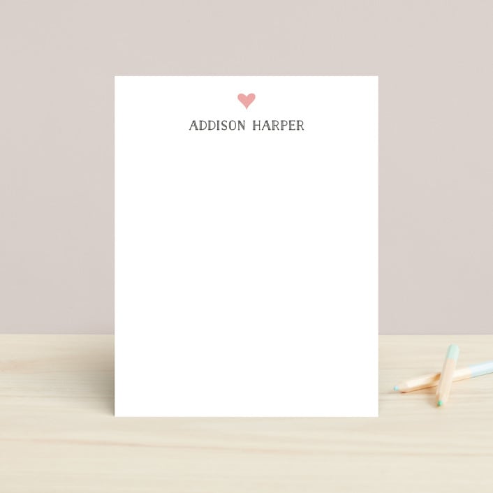 "A Little Heart" - Children’s Stationery in Midnight by Lehan Veenker - Front