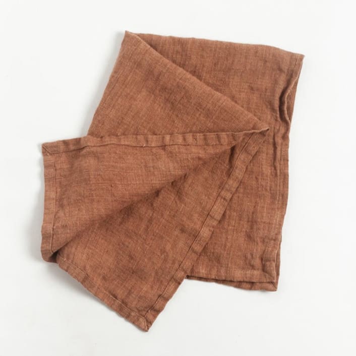 "Stone Washed Linen Tea Towel - Terracotta" - Tea Towels in brown by Powered By People