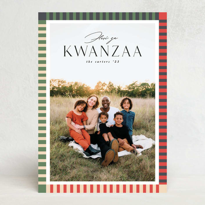 "Lined edge" - Kwanzaa Cards in Watermelon by Creo Study - Front