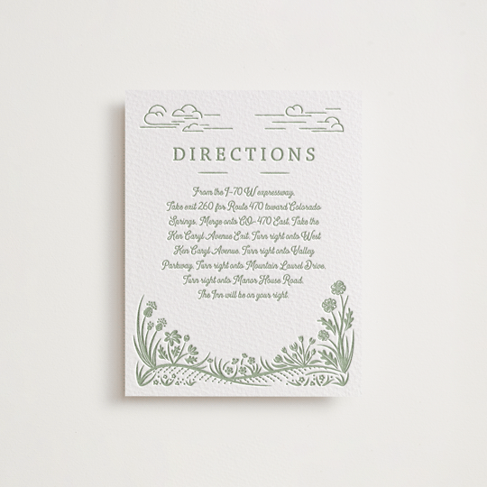 "On The Horizon" - Letterpress Direction Cards in Mint by Paper Sun Studio - Front