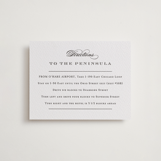"First impression" - Letterpress Direction Cards in Soft Black by Kimberly FitzSimons - Front