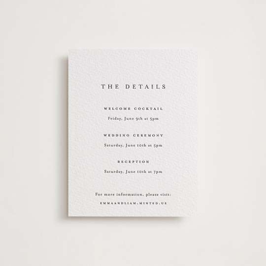 "A Thousand Years" - Letterpress Direction Cards in Soft Black by Design Lotus - Front