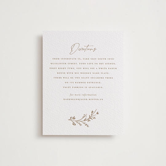 "Mille-feuille" - Letterpress Direction Cards in Matte Gold by chocomocacino - Front
