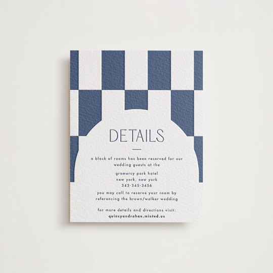 "Beech" - Letterpress Direction Cards in Navy by Blustery August - Front