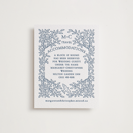 "Whimsical Woodland" - Letterpress Direction Cards in Indigo by Paper Sun Studio - Front