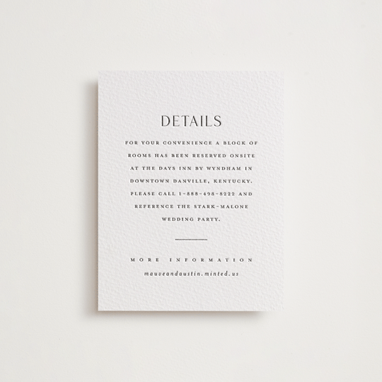 "Simple charm" - Letterpress Direction Cards in Soft Black by Stacey Meacham - Front