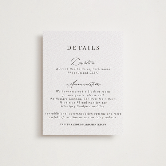 "modern classic" - Letterpress Direction Cards in Soft Black by Tamara Hilje - Front