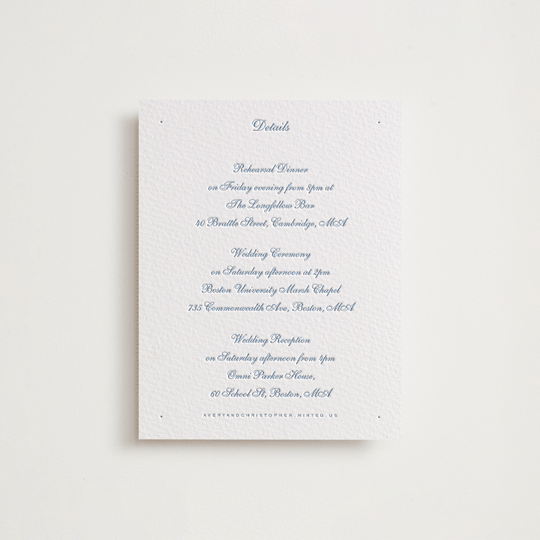 "Villa" - Letterpress Direction Cards in Provincial Blue by Blustery August - Front