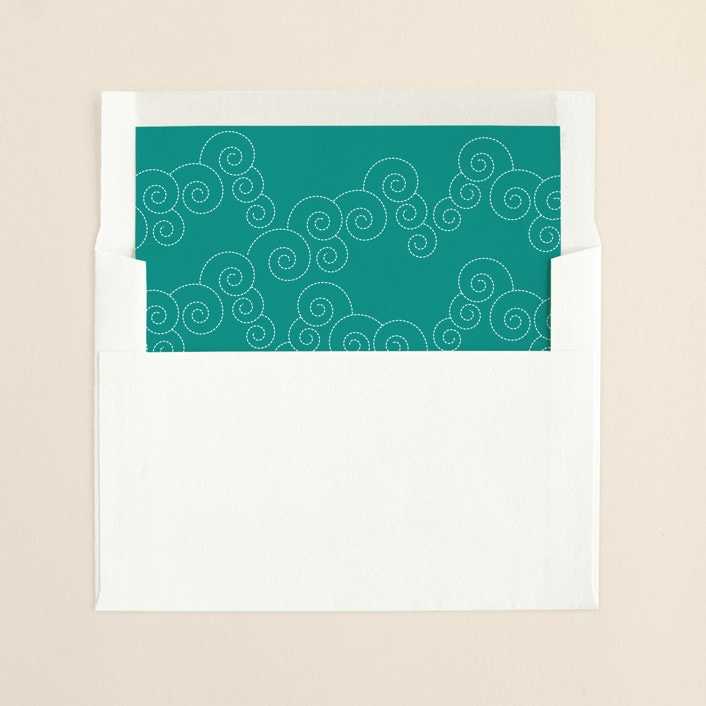 "BLOCK PRINT WAVES" - Slip-In Envelope Liners in Tropical Blue by bumble ink - Liner in envelope