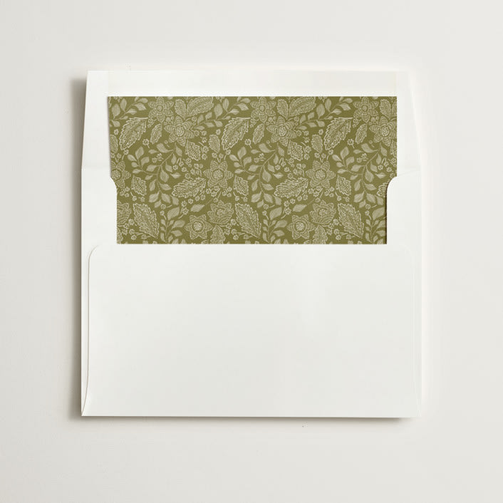 "Embroidered" - Slip-In Envelope Liners in Chartreuse by Jen Owens - Liner in envelope