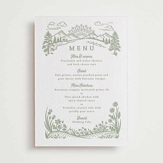 "On The Horizon" - Letterpress Menus in Mint by Paper Sun Studio - Front