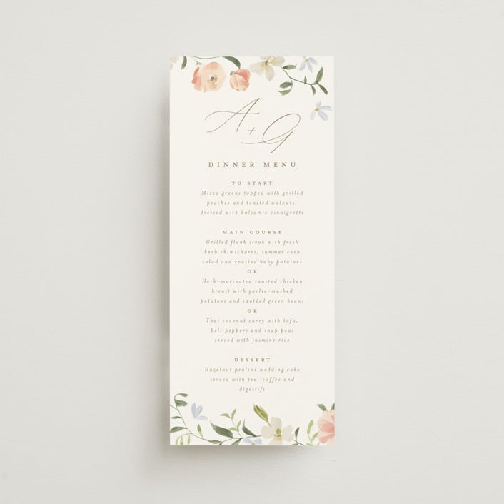 "Garden View" - Menus in Peach by Everett Paper Goods - Front