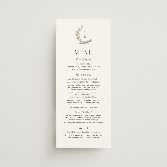 "Daphne" - Menus in Sephia by Itsy Belle Studio - Front