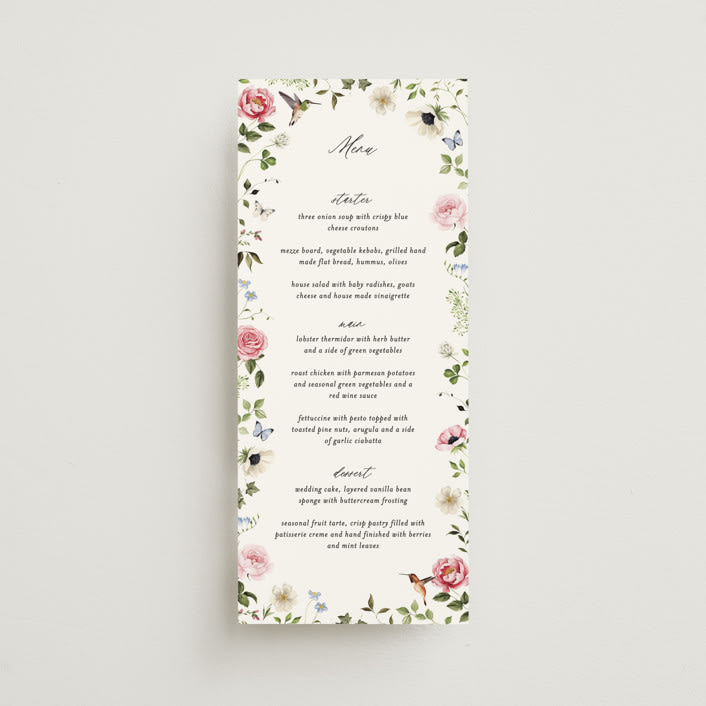 "Ornate" - Menus in Peony by Sarah Knight - Front