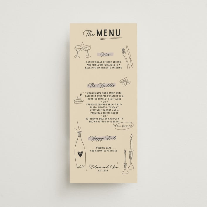 "Modern Fairy Tale" - Menus in Linen by Helena Vitto - Front