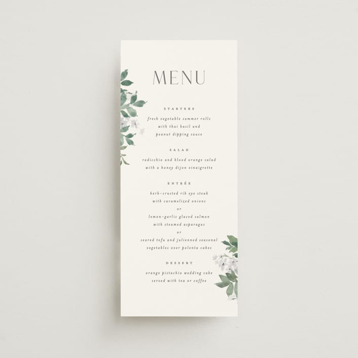 "Grove" - Menus in Fern by Everett Paper Goods - Front