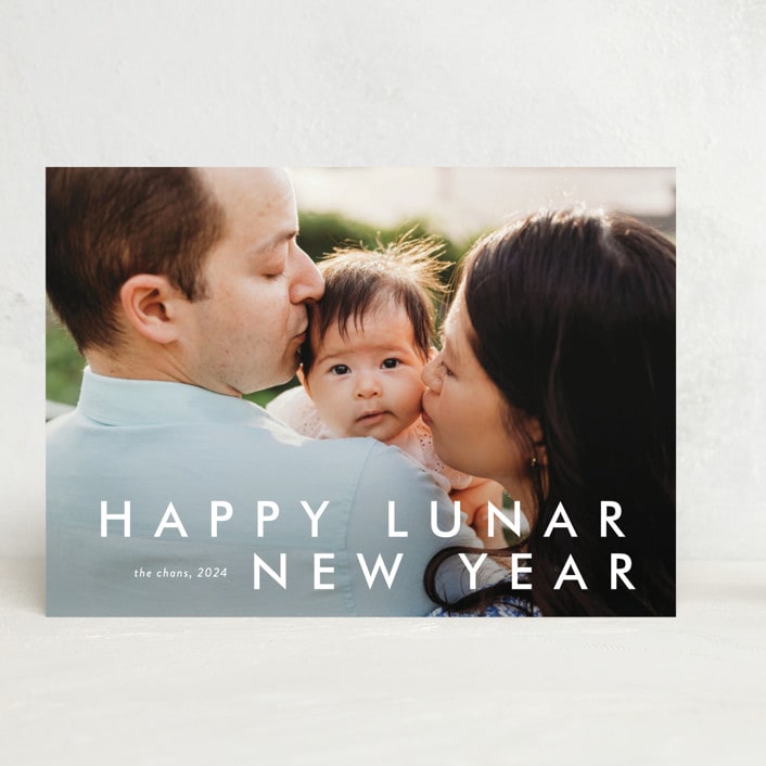 "Happy moments" - Lunar New Year Cards in Cotton by Stacey Meacham - Front