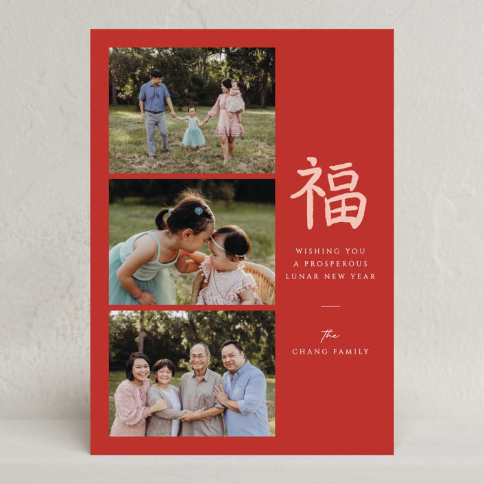 "Chinese Ink" - Lunar New Year Cards in Ruby by Adelyn T. - Front