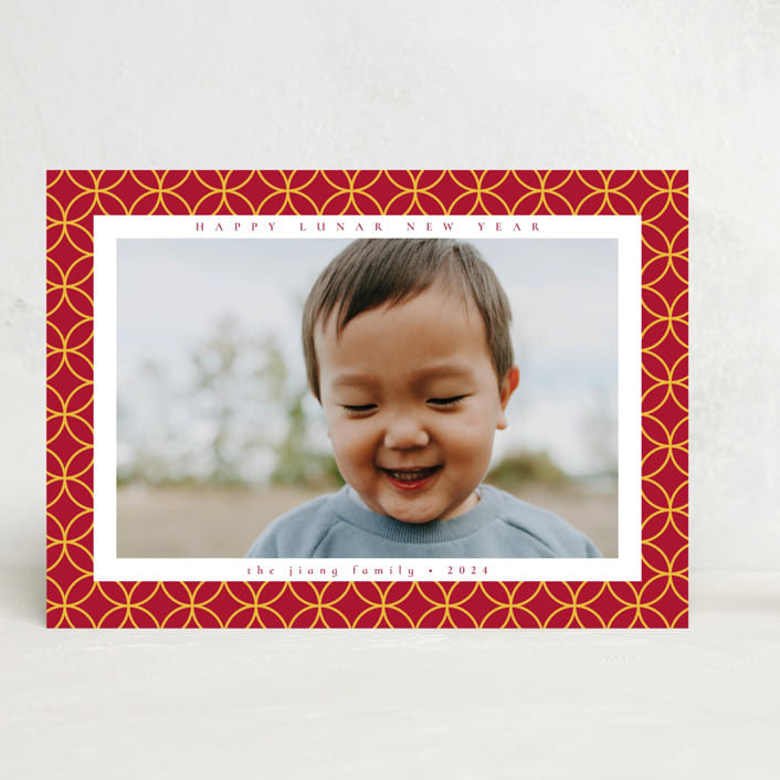 "Shimmering" - Lunar New Year Cards in Crimson by Emily Sabol Goss - Front