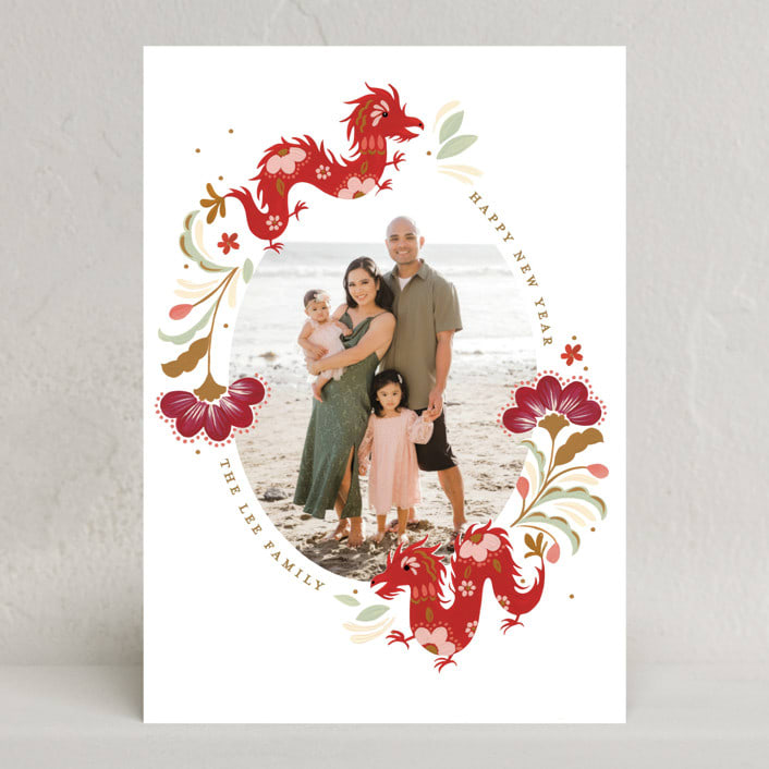 "Lunar Dragons " - Lunar New Year Cards in Pomegranate by Sarah Knight - Front