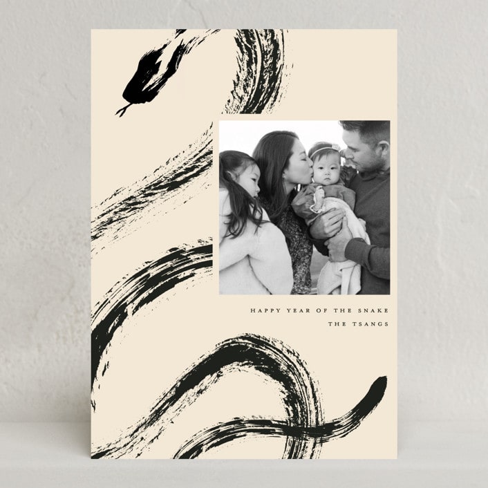 "ink snake" - Lunar New Year Cards in Tea by Vivian Yiwing - Front