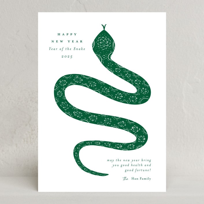 "New Year Snake" - Lunar New Year Cards in Emerald by Ani Somi - Front