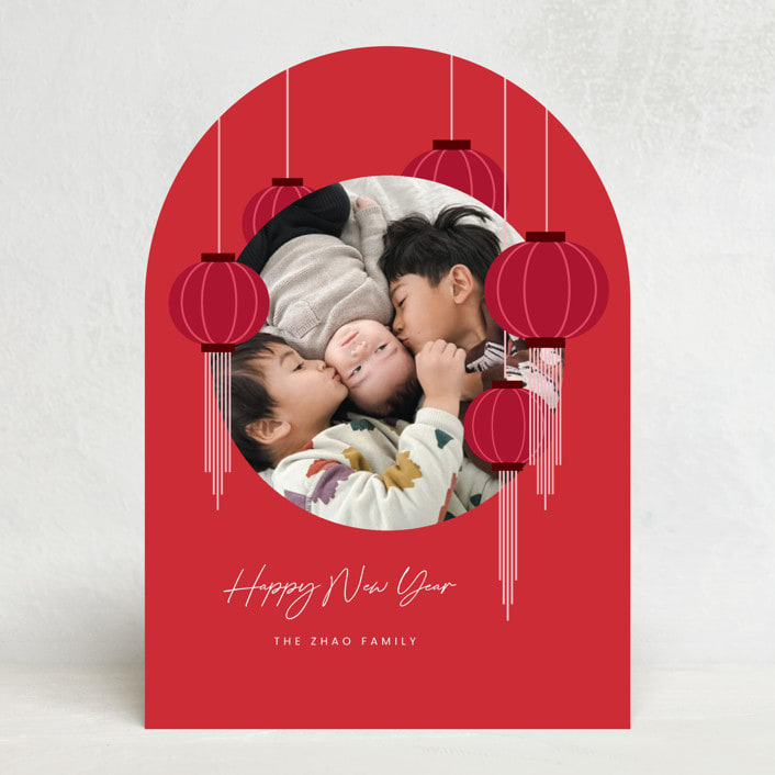 "Lucky Lanterns" - Lunar New Year Cards in Firecracker by Adelyn T. - Front