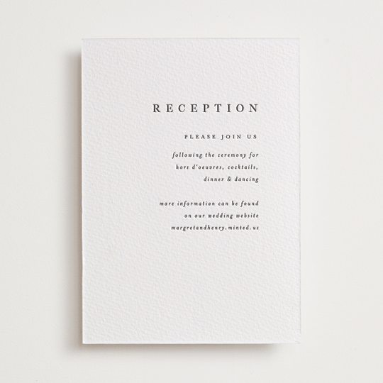 "Trio" - Letterpress Reception Cards in Soft Black by Pixel and Hank - Front
